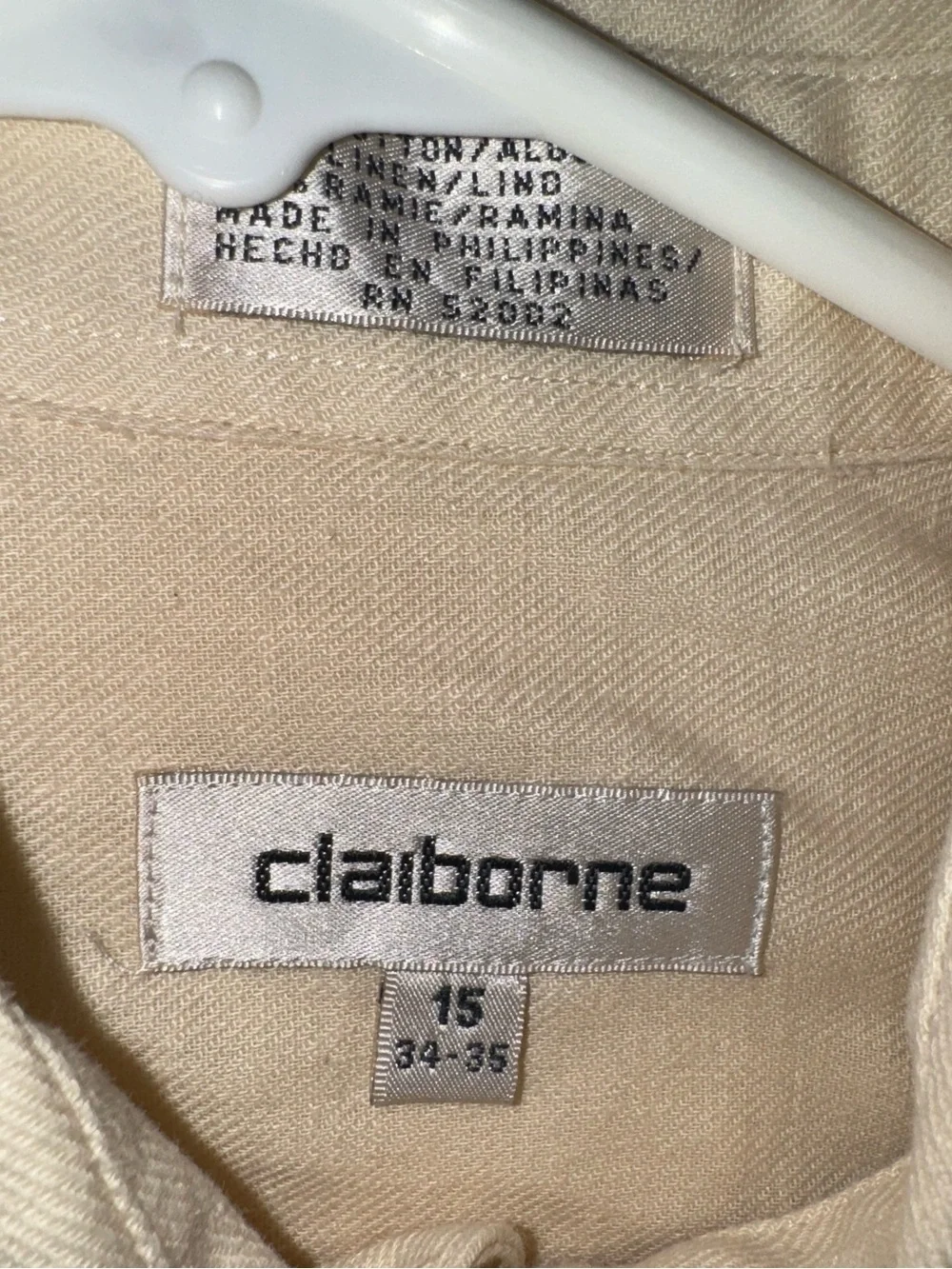 Claiborne Men’s Long-Sleeve Dress Shirt in Light Cream - Picture 4 of 5
